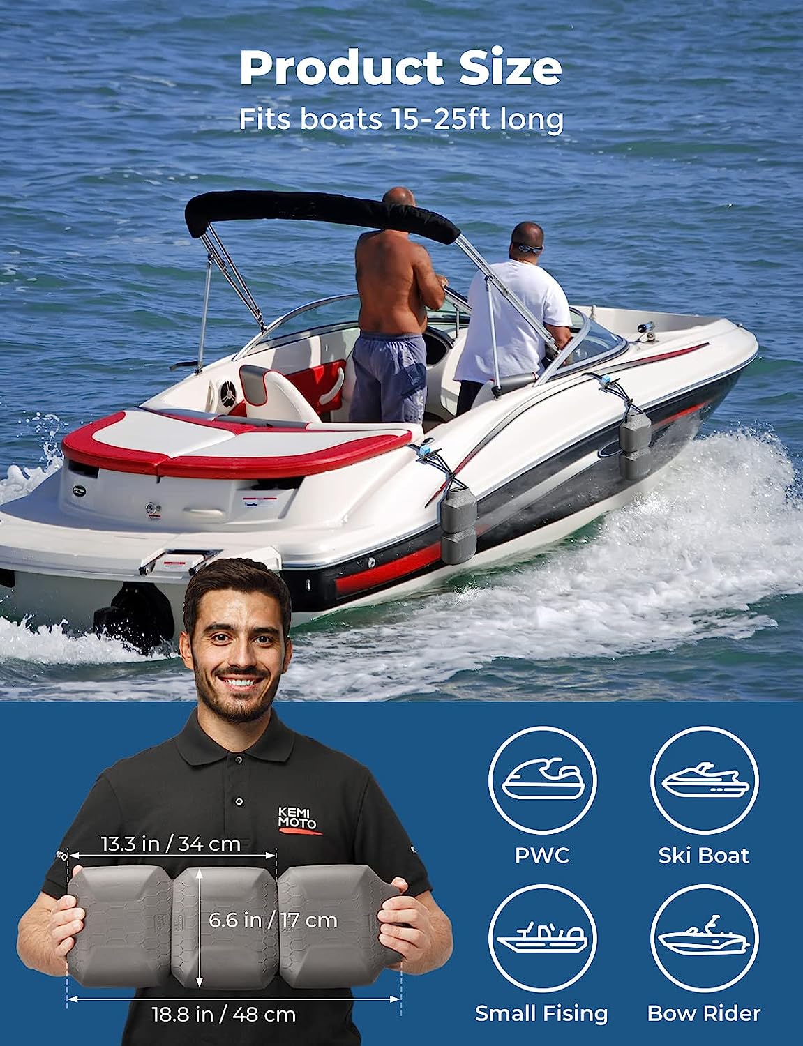 Photo of Splicing EVA Boat Fenders with Lock Design, Upgraded Boat Bumpers by Kemimoto - Premium for UTVs / Side by Sides