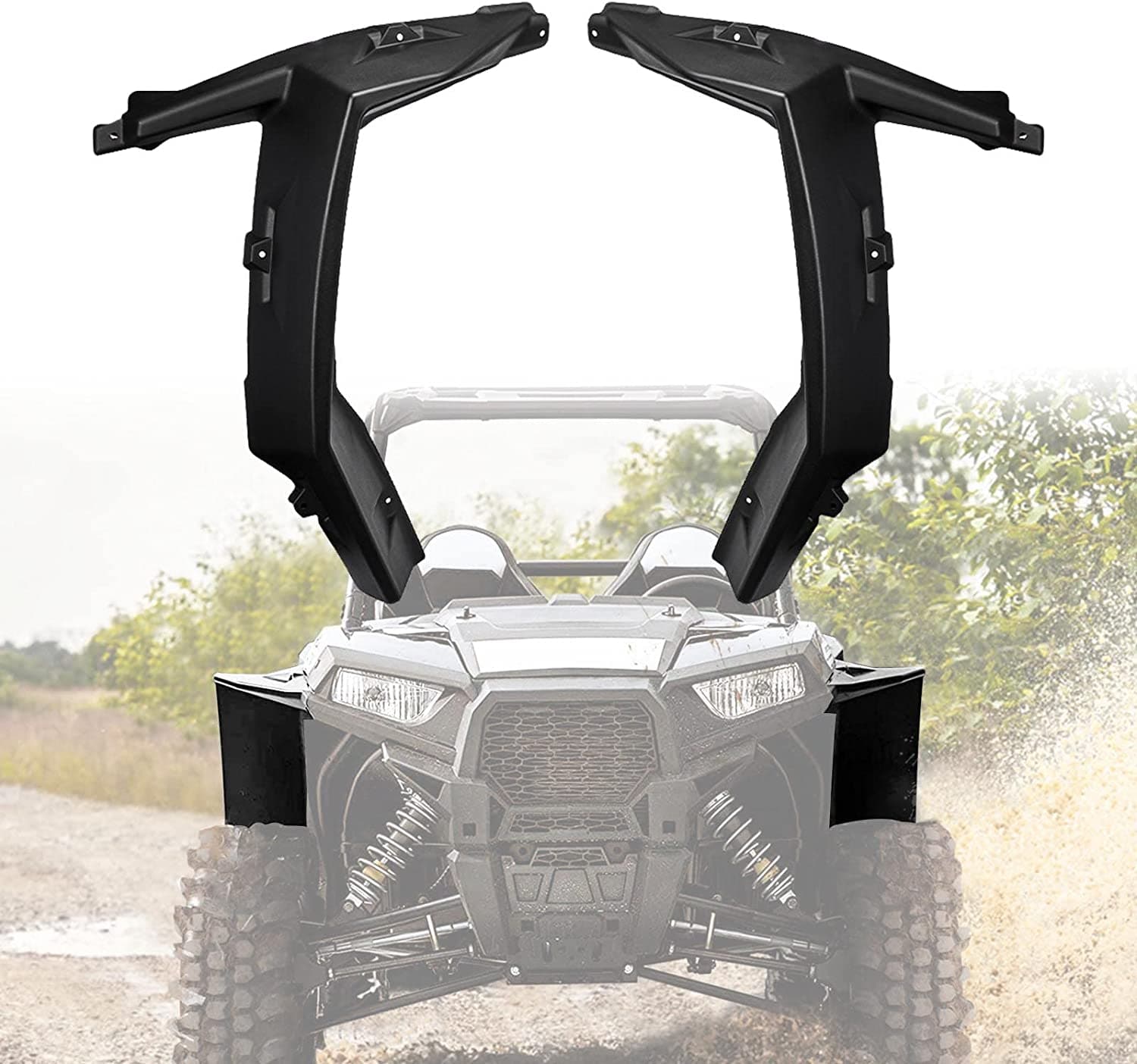 Photo of Extended Front Full Mud Flaps 2PCS for Polaris RZR XP 1000 / TURBO by Kemimoto - Premium for UTVs / Side by Sides