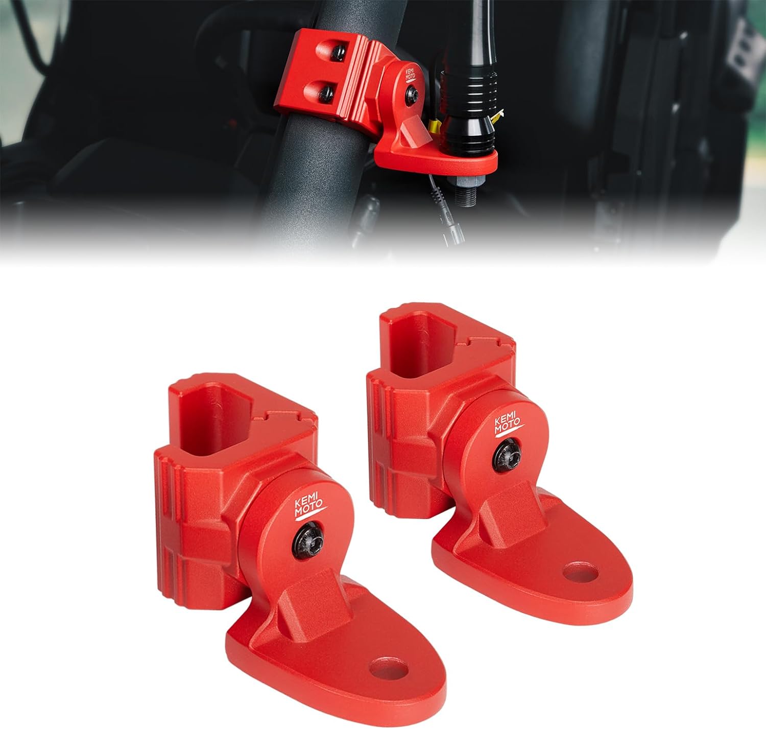 Photo of UTV Whip Light Flag Mounts fit Pro-Fit Cage by Kemimoto - Premium for UTVs / Side by Sides
