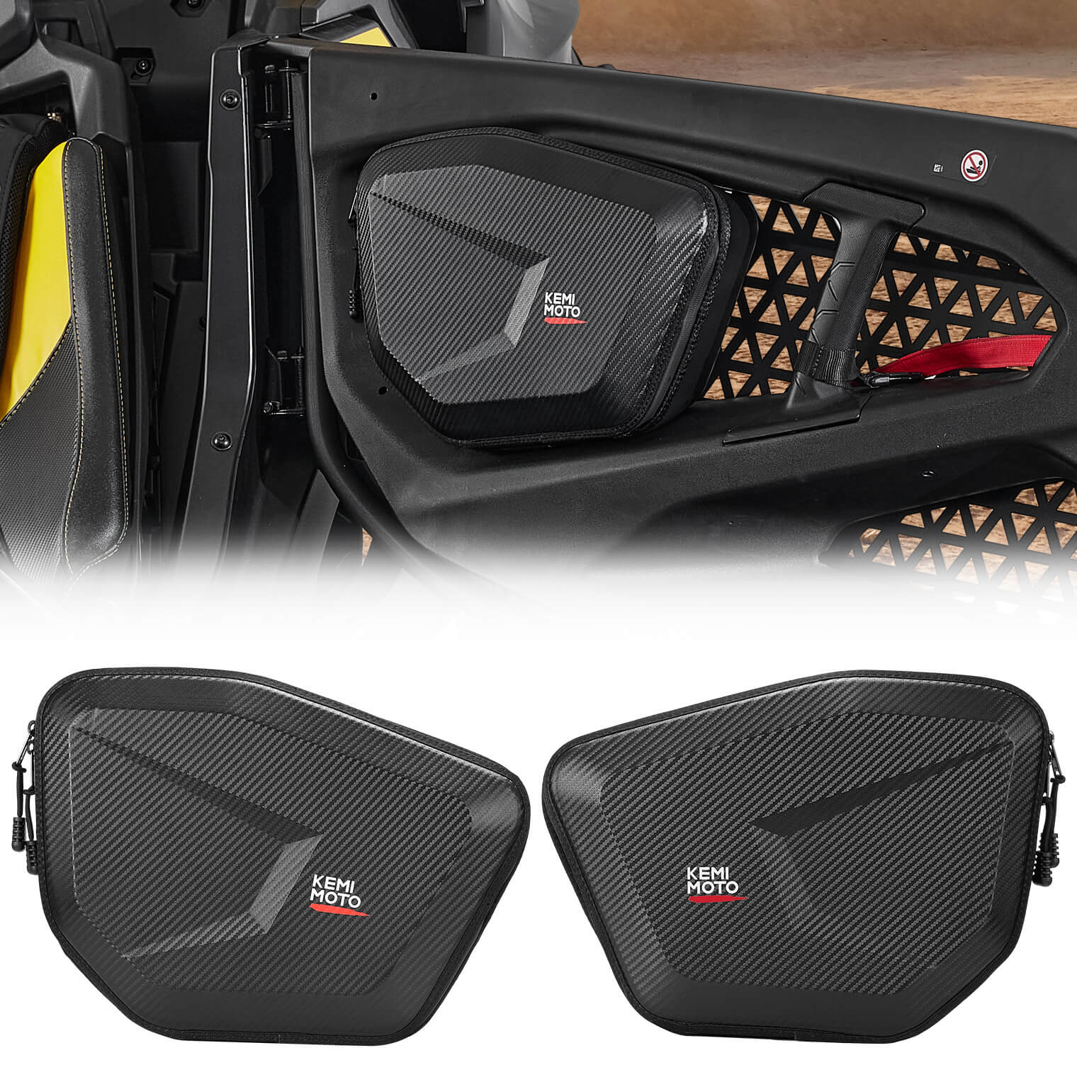 Photo of Upper Door Bags for Can-Am Maverick R 2024+ by Kemimoto - Premium for UTVs / Side by Sides