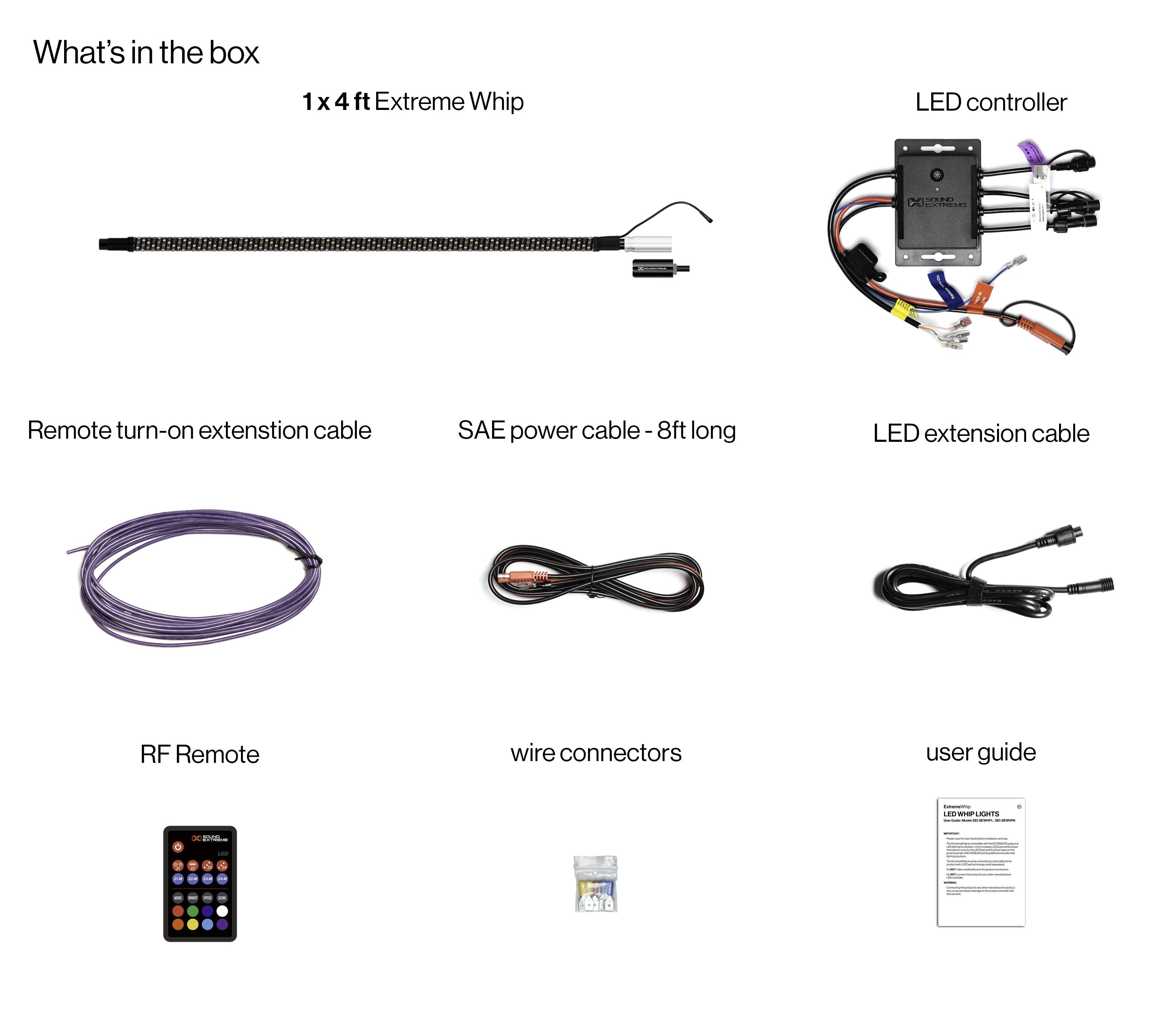 Photo of POWERSPORTS Extreme Whip Kit Qty 1 x 4 Ft plus LEDCast Controller by ECOXGEAR - Premium for UTVs / Side by Sides