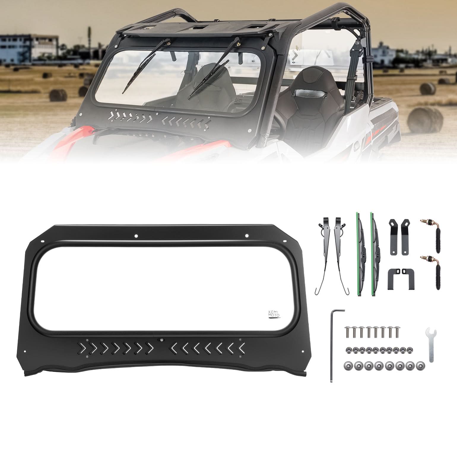 Photo of UTV Glass Windshield Front Windshield for Polaris General 1000, XP 1000, 4 1000 by Kemimoto - Premium for UTVs / Side by Sides