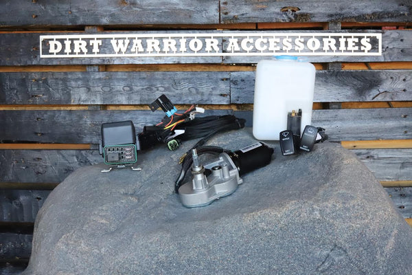 Photo of Polaris RZR Turbo R Electric Windshield Wiper Kit (2022+) by Dirt Warrior Accessories - Premium Windshield Wipers for UTVs / Side by Sides