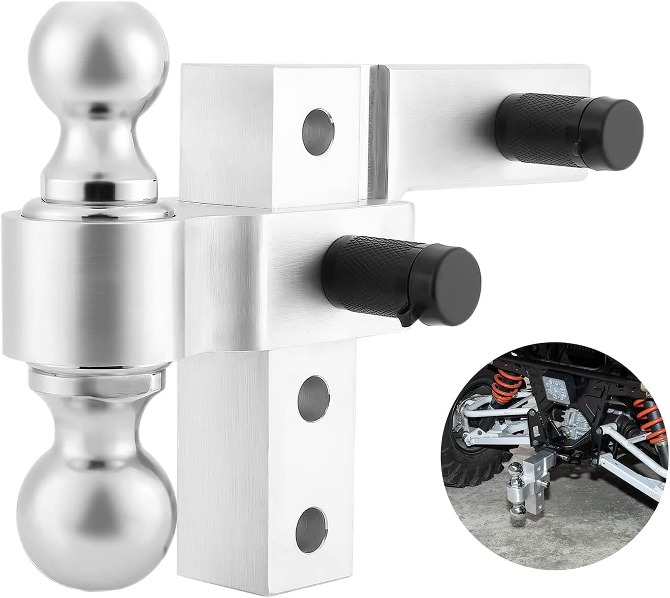 Photo of UTV Adjustable Trailer Hitch Ball Mount by Kemimoto - Premium for UTVs / Side by Sides