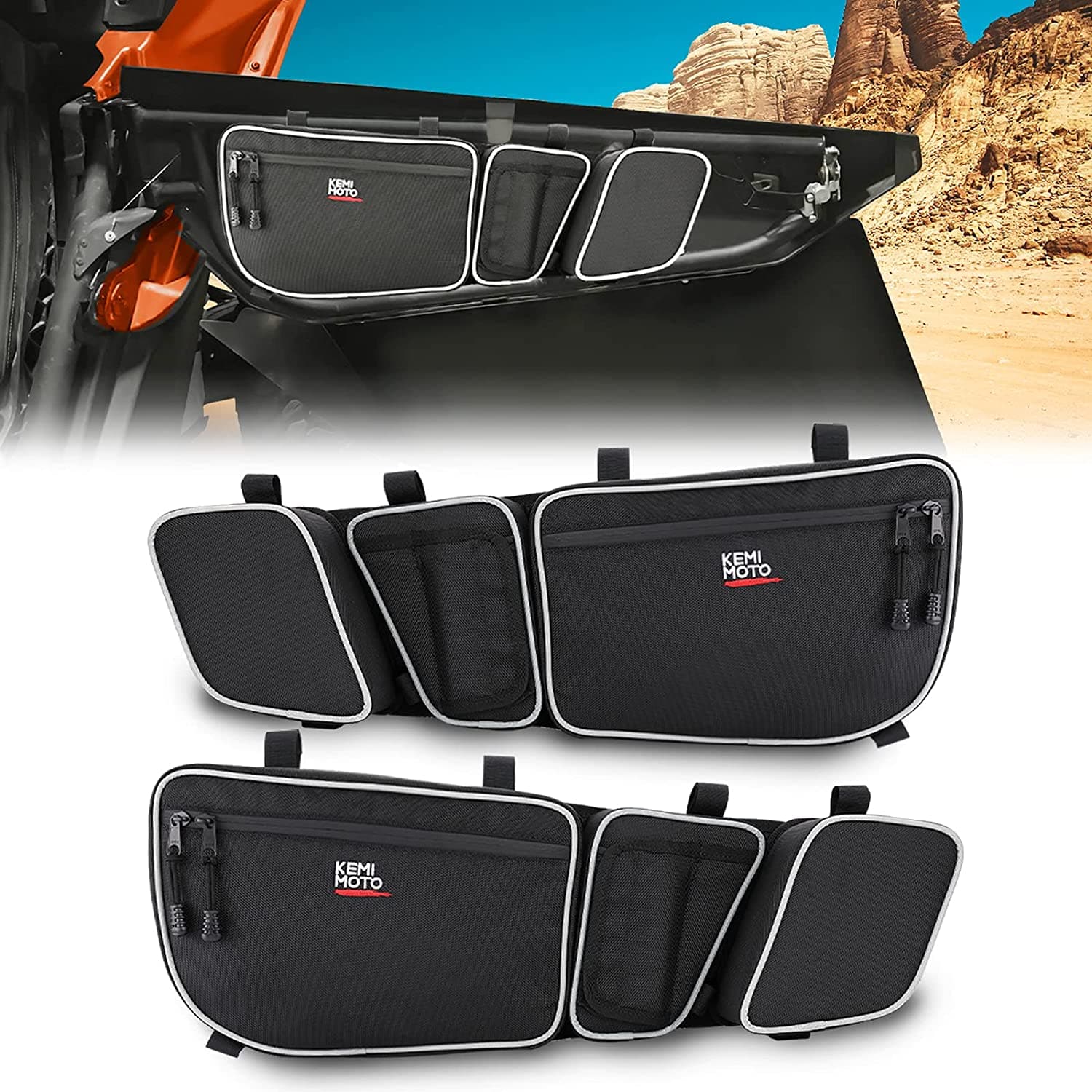 Photo of Fender flares & Side mirrors & Door bags for Can-am Maverick X3 / X3 MAX by Kemimoto - Premium for UTVs / Side by Sides