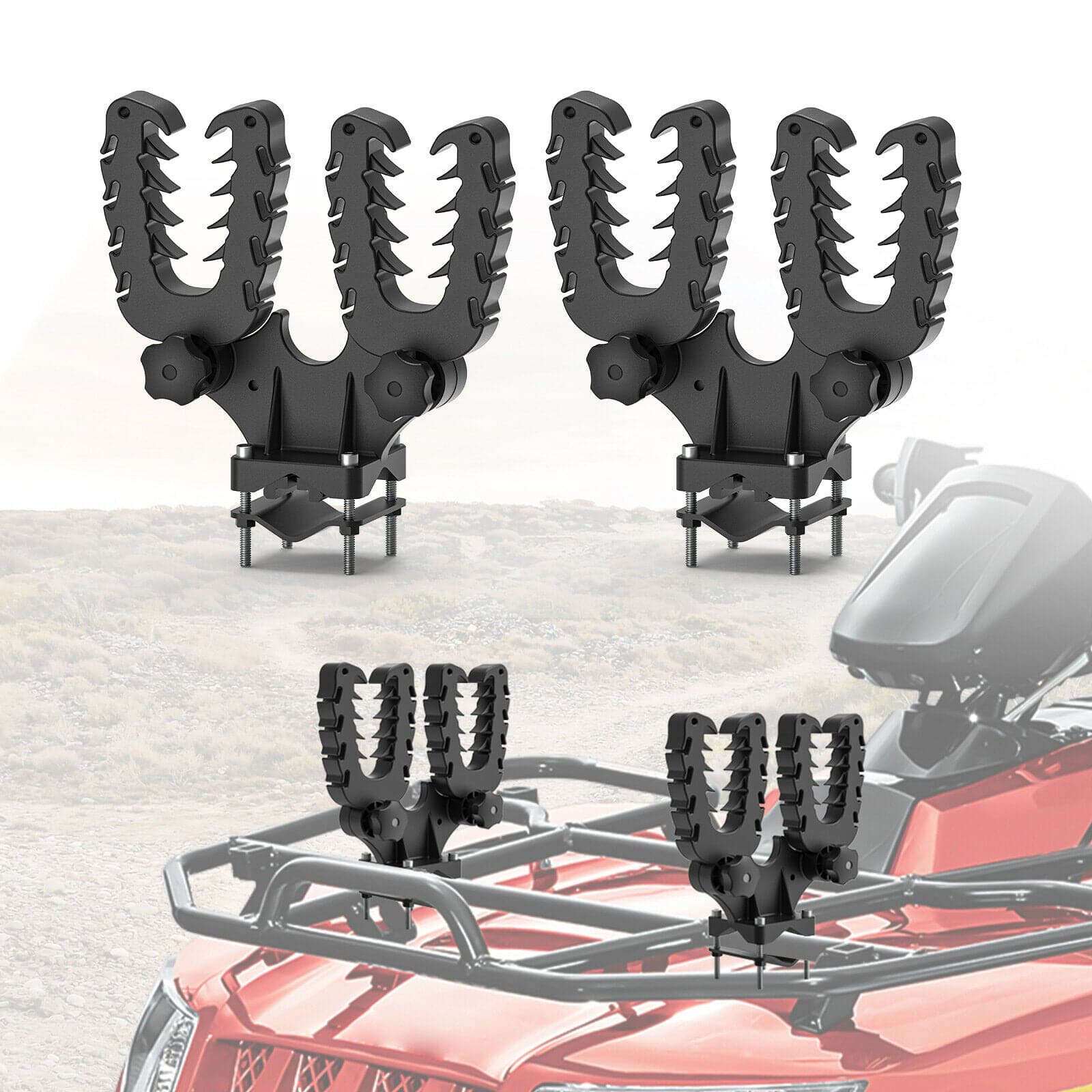 Photo of UTV ATV Double U-bracket Mount Grip by Kemimoto - Premium for UTVs / Side by Sides