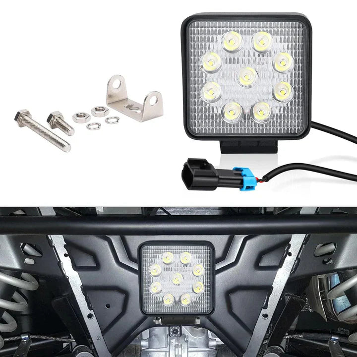 Photo of Rear View Mirror & 40MM Wafer Light for Polaris Ranger XP 1000 2018-2024 by Kemimoto - Premium for UTVs / Side by Sides