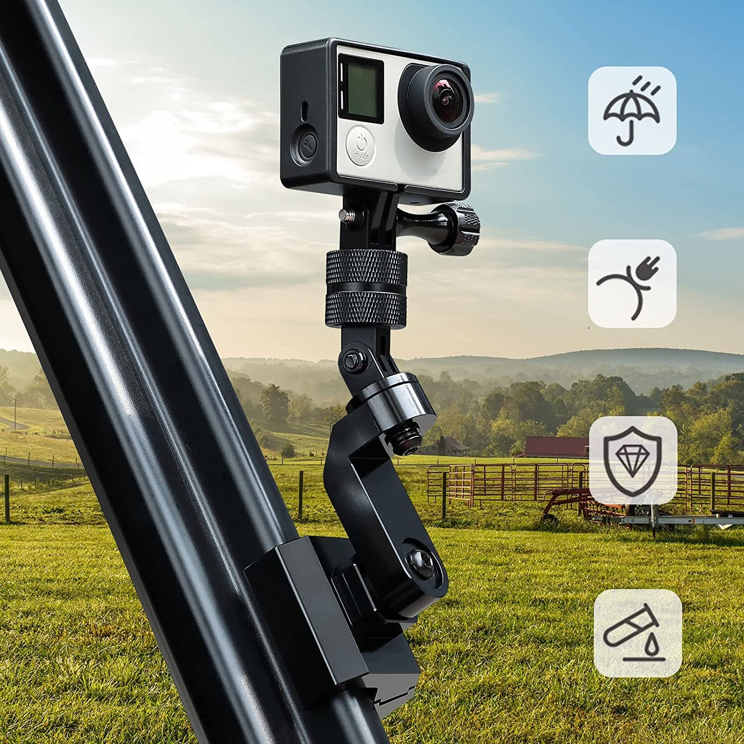 Photo of UTV Pro-Fit Camera Mount for Polaris Ranger / General, Defender /Maverick Trail by Kemimoto - Premium for UTVs / Side by Sides