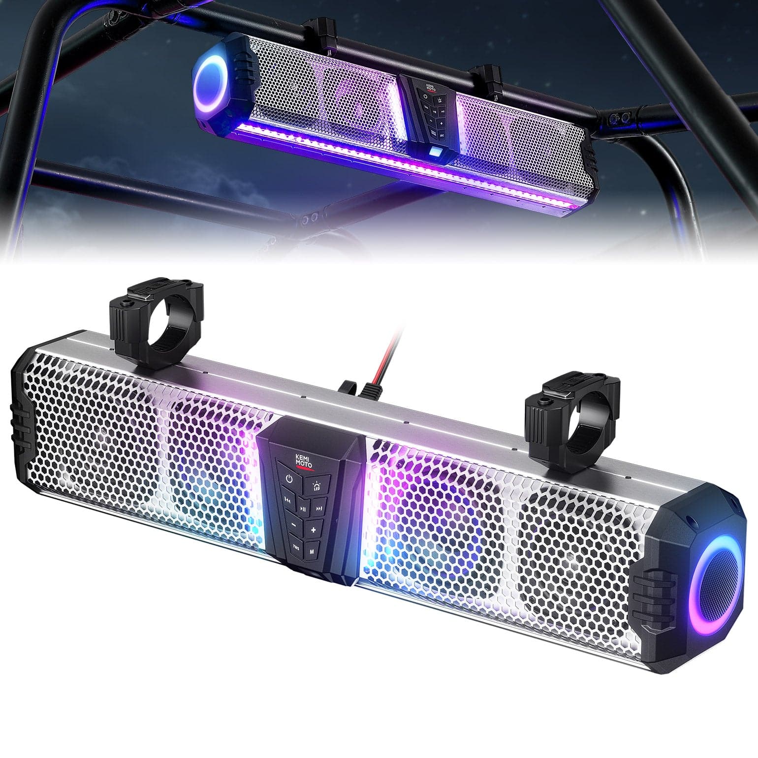 Photo of KEMIMOTO Midnight S60 26" RGB UTV Sound Bar for Golf Cart Marine 1"-2" Roll Bar by Kemimoto - Premium for UTVs / Side by Sides