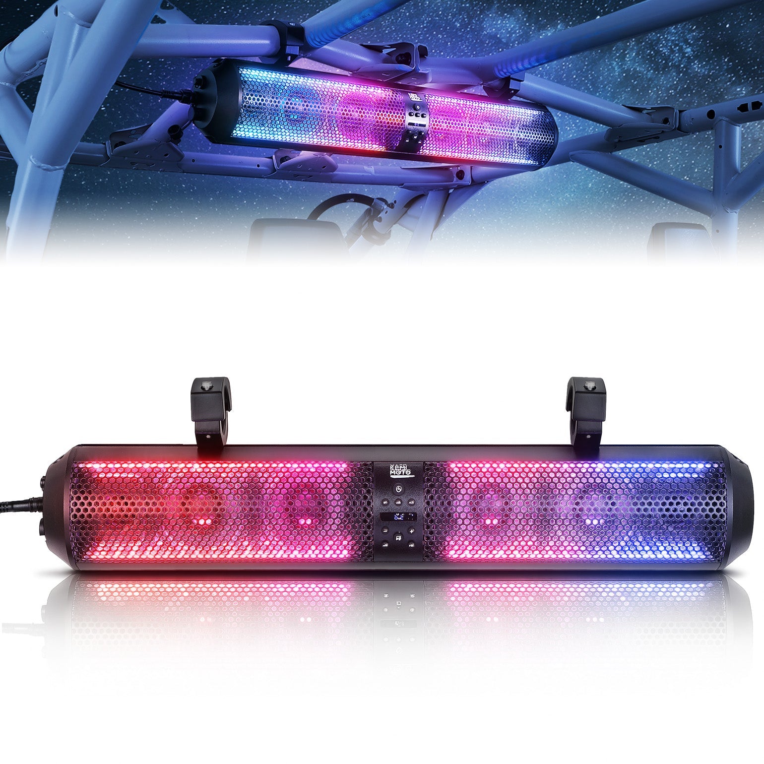 Photo of RGB UTV Soundbar, 28" SXS Speaker for Can Am Maverick X3/ RZR w/ 1.56"- 2.25" Roll Bar by Kemimoto - Premium for UTVs / Side by Sides