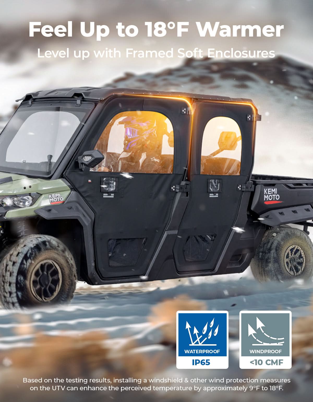 Photo of UTV Framed Doors for Can-Am Defender Max HD 7/8/9/10 – Full Enclosure Kit, 2022–2024 by Kemimoto - Premium for UTVs / Side by Sides