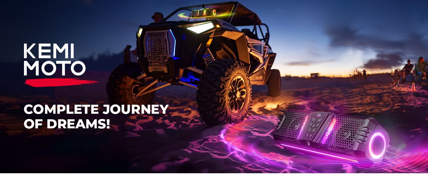 Photo of Midnight 40 16" Bluetooth Sound Bar –2025 Compact RGB UTV Speaker for Golf Cart, ATV, Polaris RZR by Kemimoto - Premium for UTVs / Side by Sides