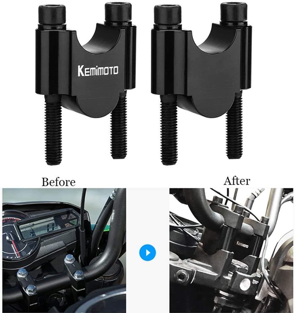 Photo of Motorcycle 7/8" Handlebar Risers 30mm Height (Black) by Kemimoto - Premium for UTVs / Side by Sides