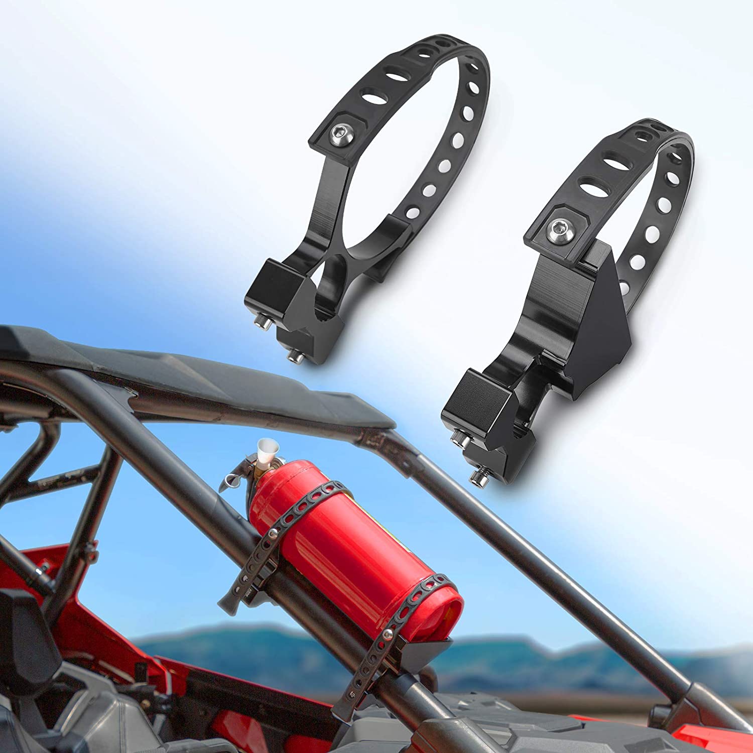 Photo of UTV Fire Extinguisher Holder Fit Polaris RZR, Can Am X3, Kawasaki Teryx by Kemimoto - Premium for UTVs / Side by Sides