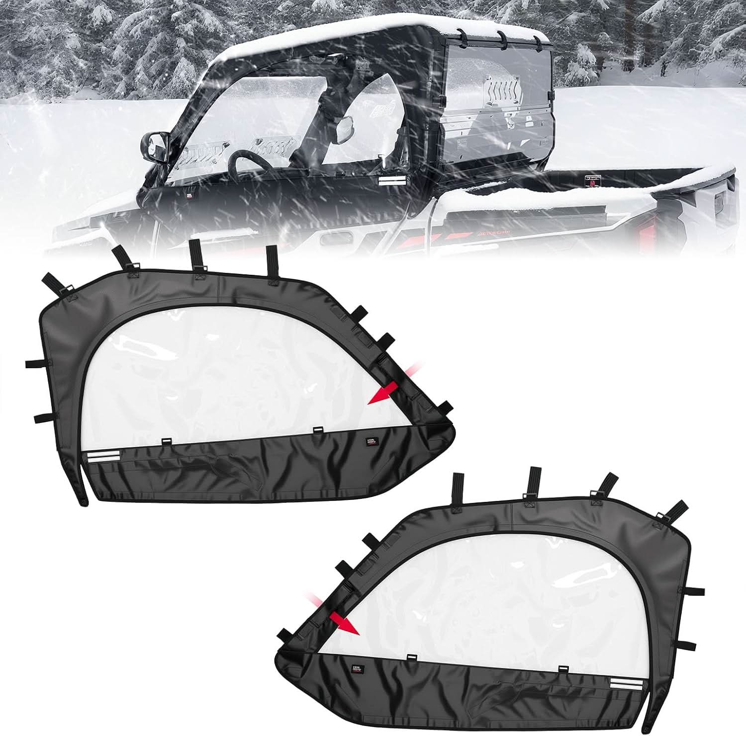 Photo of UTV Soft Upper Doors Compatible with Polaris General 1000 / XP 1000 by Kemimoto - Premium for UTVs / Side by Sides