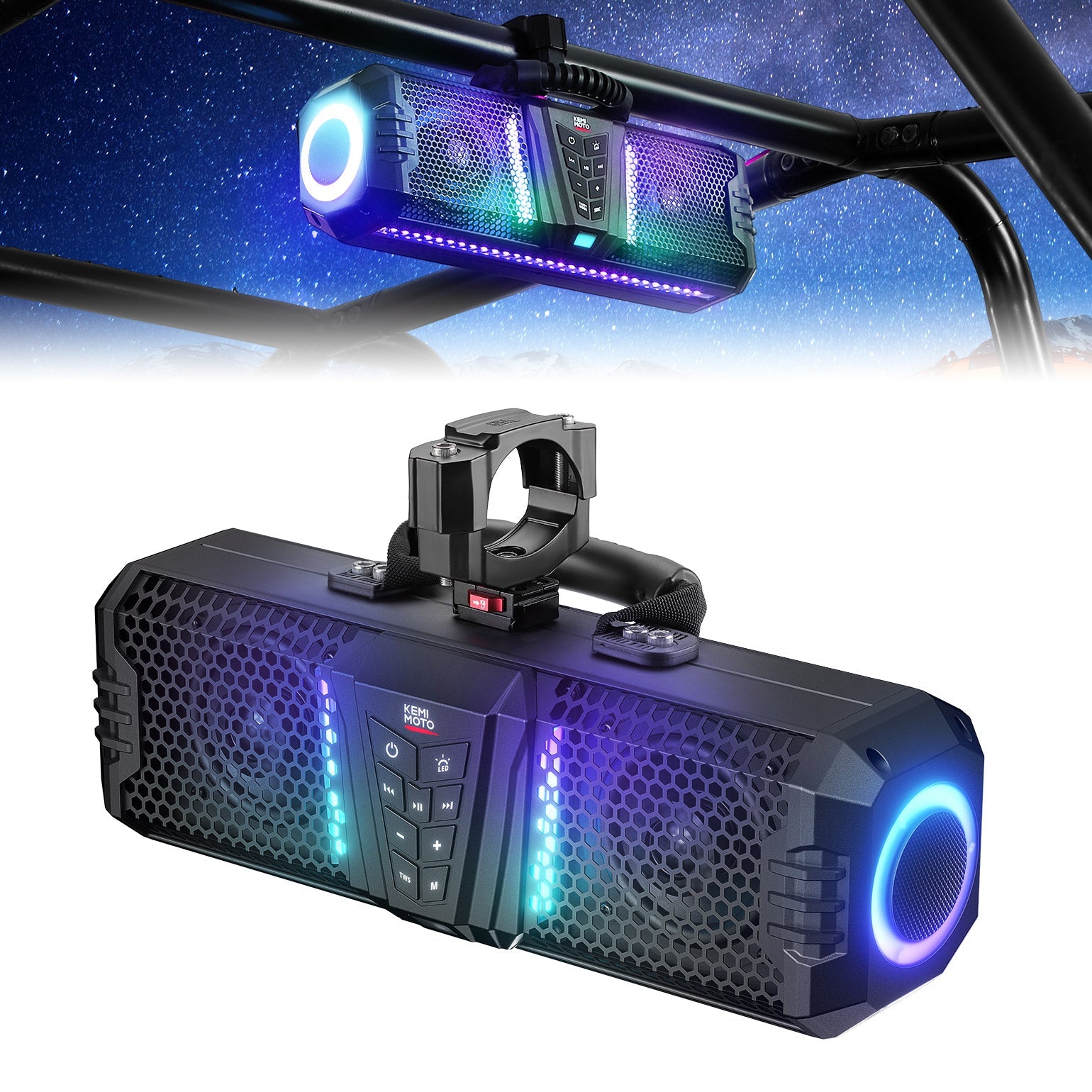 Photo of KEMIMOTO Midnight 40B 16'' 2-Speaker Louder RGB UTV Sound Bar (Built-in Battery) by Kemimoto - Premium for UTVs / Side by Sides