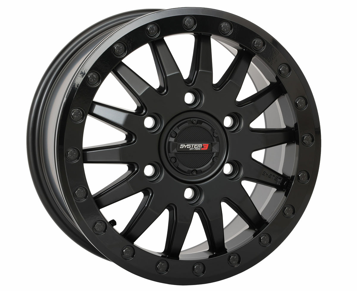 Photo of SYSTEM 3 SB8 WHEEL 15X7 5+2 (+38MM) 6/5.5 MATTE BLACK by SYSTEM 3 - Premium Wheels for UTVs / Side by Sides