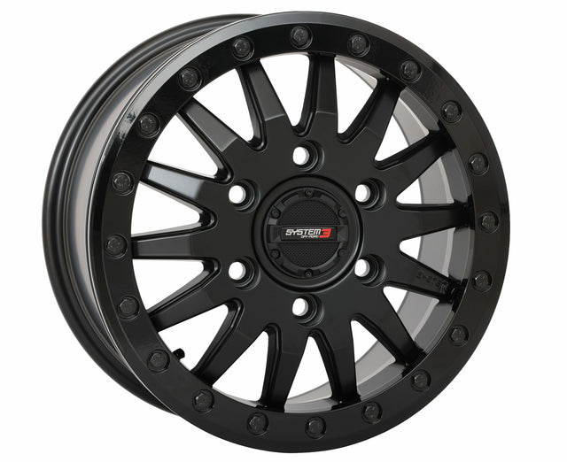 Photo of SYSTEM 3 SB8 WHEEL 15X7 5+2 (+38MM) 6/5.5 MATTE BLACK by SYSTEM 3 - Premium Wheels for UTVs / Side by Sides