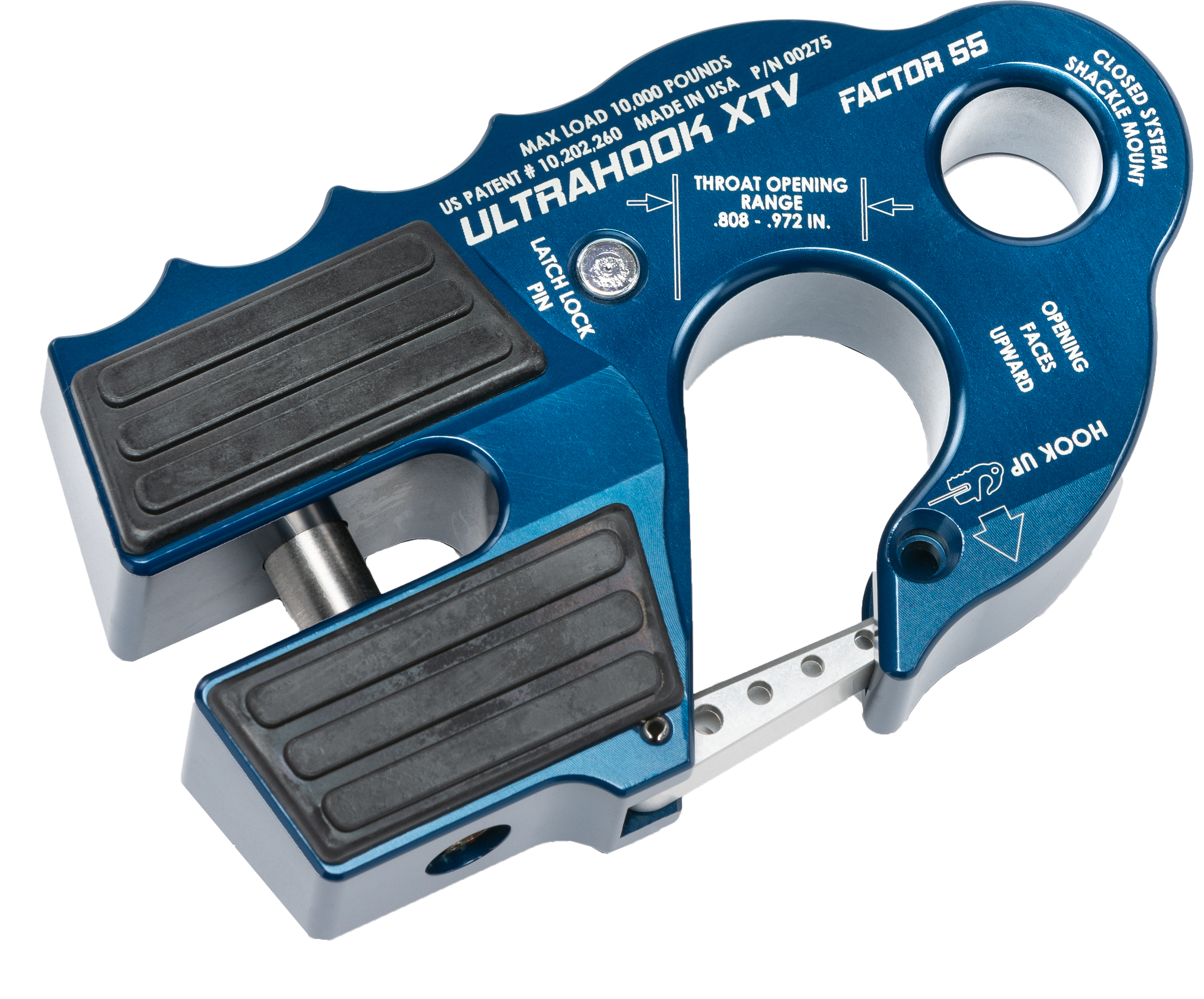 Photo of ULTRAHOOK XTV WINCH SHACKLE MOUNT BLUE by FACTOR 55 - Premium Winch for UTVs / Side by Sides