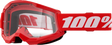 100% Strata 2 Junior Goggles - Red Clear Lens
