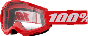 100% Strata 2 Junior Goggles - Red Clear Lens