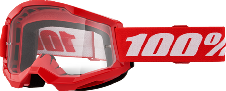 100% Strata 2 Junior Goggles - Red Clear Lens