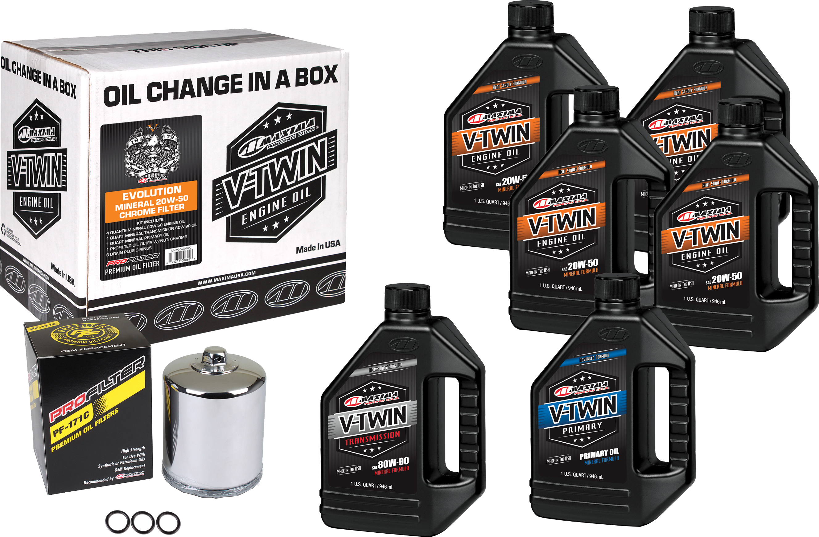 Photo of V-TWIN OIL CHANGE KIT MINERAL EVO CHROME FILER by MAXIMA - Premium Tools for UTVs / Side by Sides