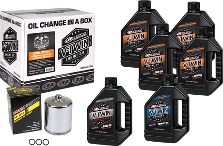 Photo of V-TWIN OIL CHANGE KIT MINERAL EVO CHROME FILER by MAXIMA - Premium Tools for UTVs / Side by Sides