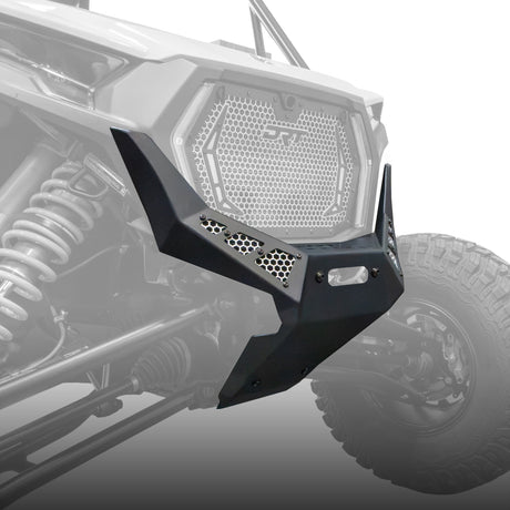 DRT front winch bumper installed on a 2026 Polaris RZR XP S, angled view