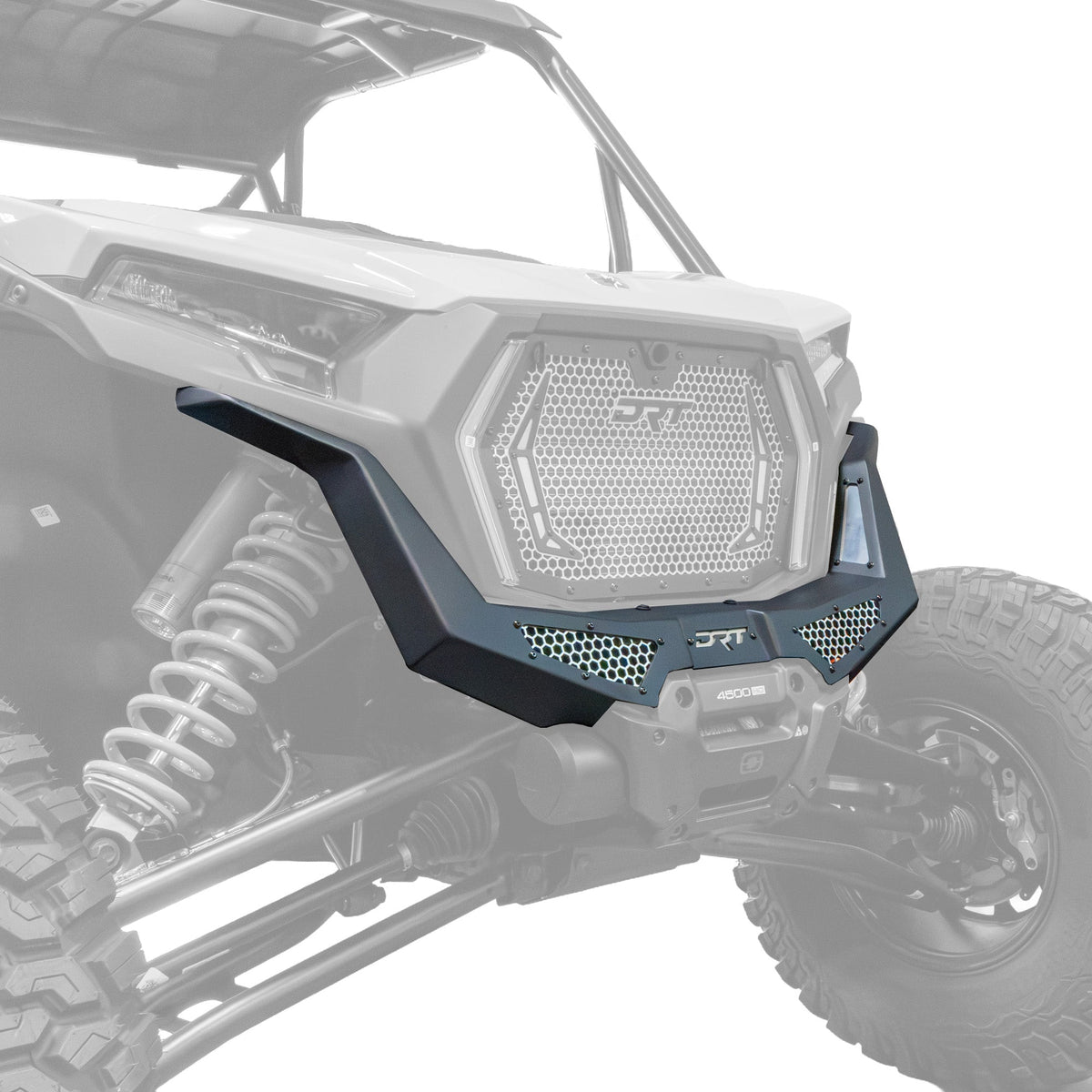 DRT upper front bumper installed above the OEM winch on a 2026 Polaris RZR XP S