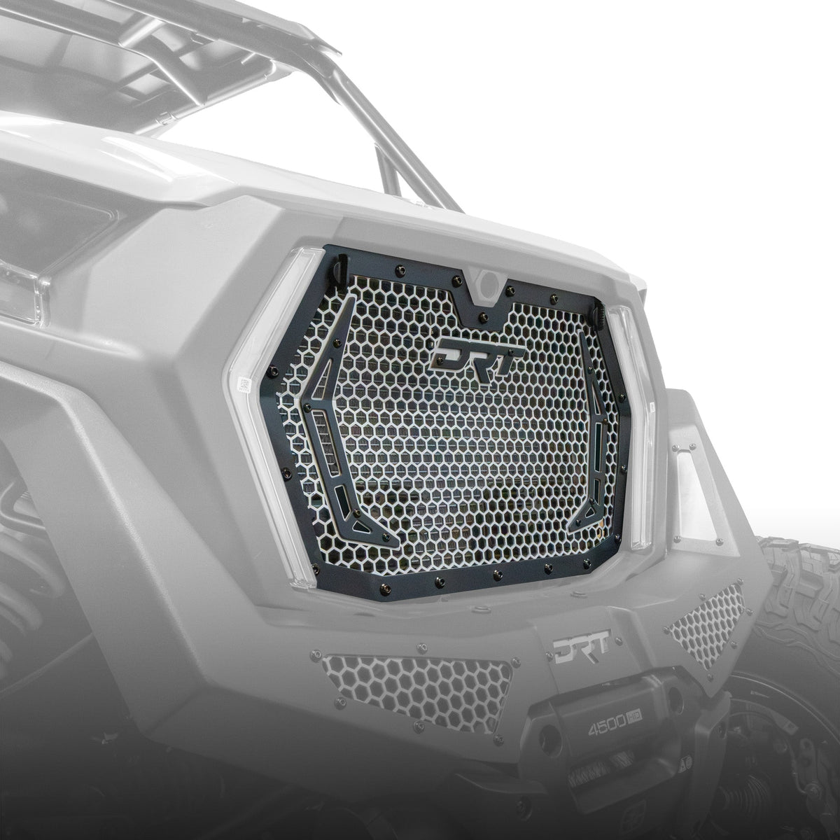 DRT aluminum front grille installed on a 2026 Polaris RZR XP S, angled view