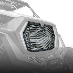 DRT aluminum front grille installed on a 2026 Polaris RZR XP S, angled view