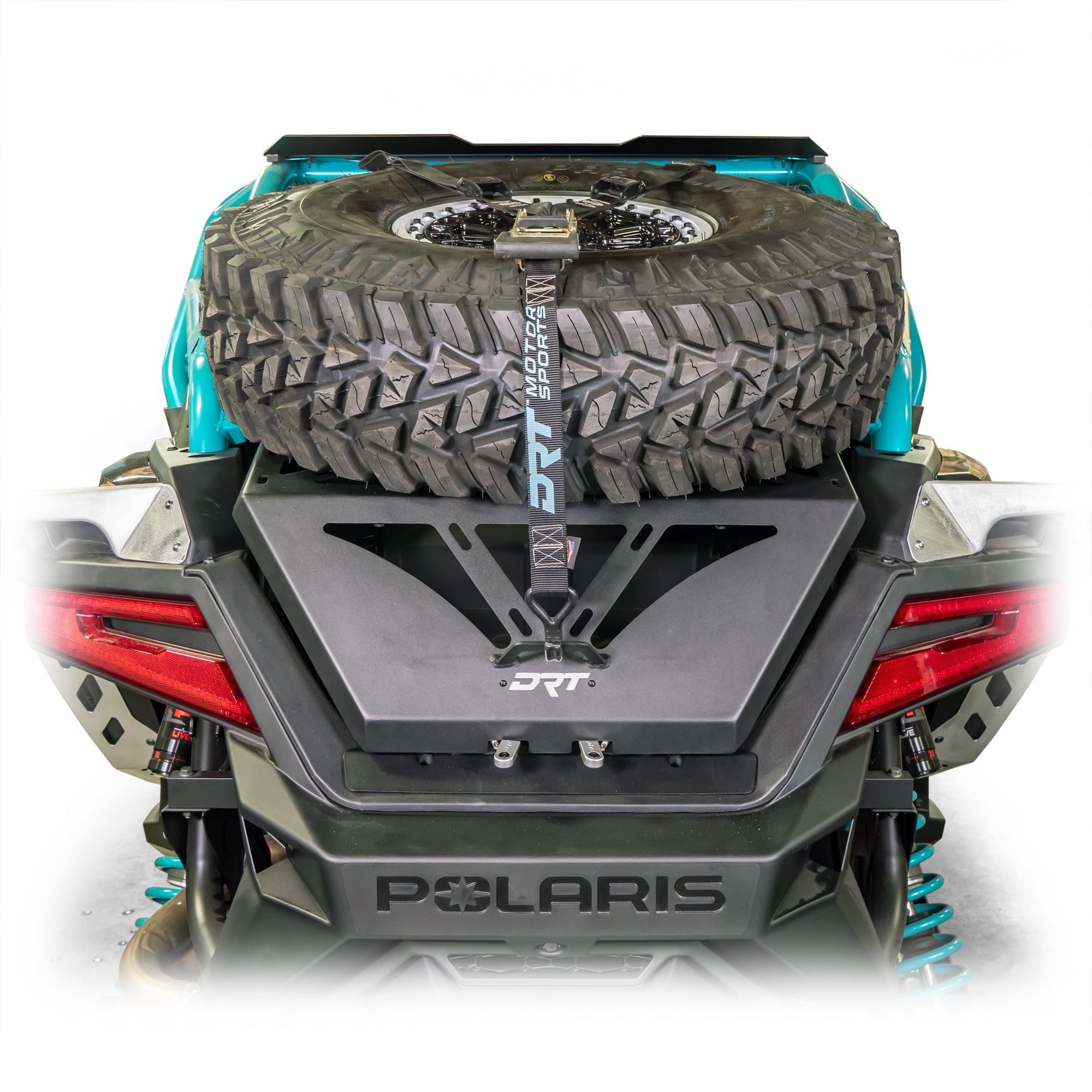 DRT Polaris RZR Pro Series Tire Carrier/Adventure Rack V2.0 - Holds Up to 35" Tire + Multiple Tie-Down Points (2020+)