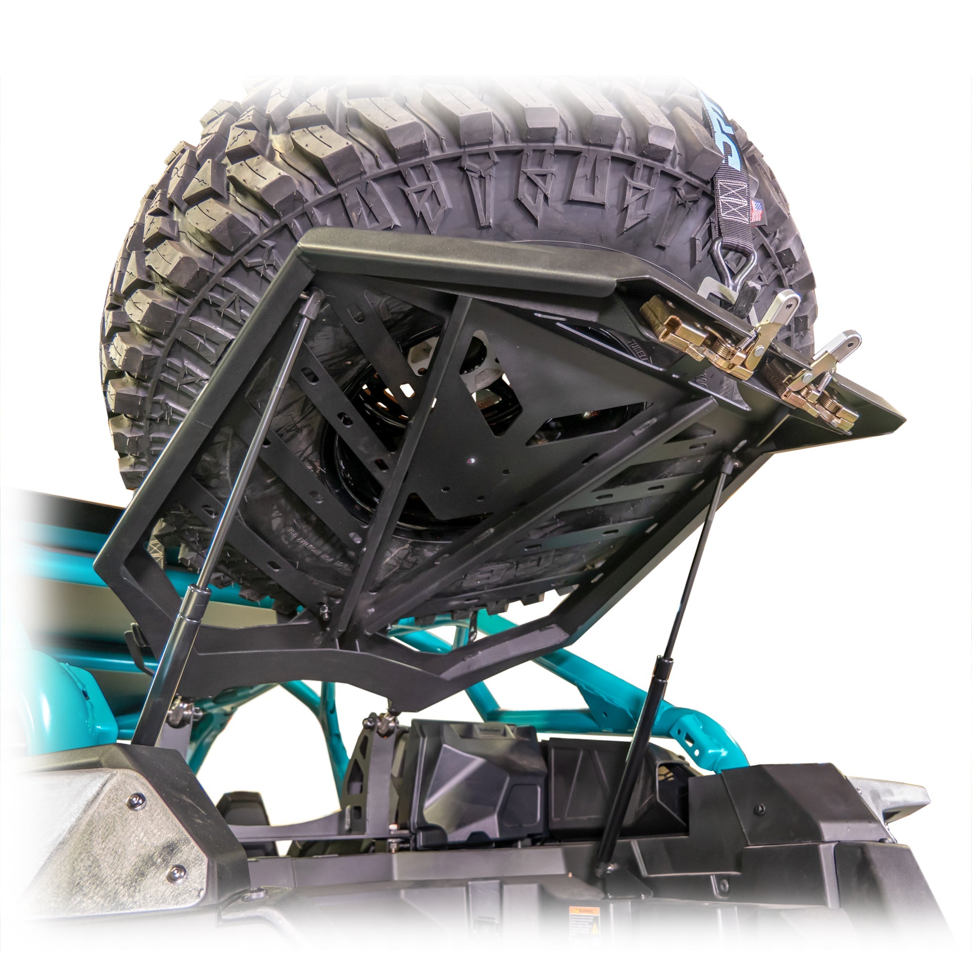 DRT Polaris RZR Pro Series Tire Carrier/Adventure Rack V2.0 - Holds Up to 35" Tire + Multiple Tie-Down Points (2020+)