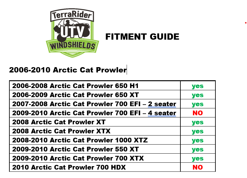 Photo of 2006-2010 ARCTIC CAT PROWLER REAR UTV WINDSHIELD (TK00132 & TK00364) by TerraRider UTV Windshields & Accessories - Premium for UTVs / Side by Sides
