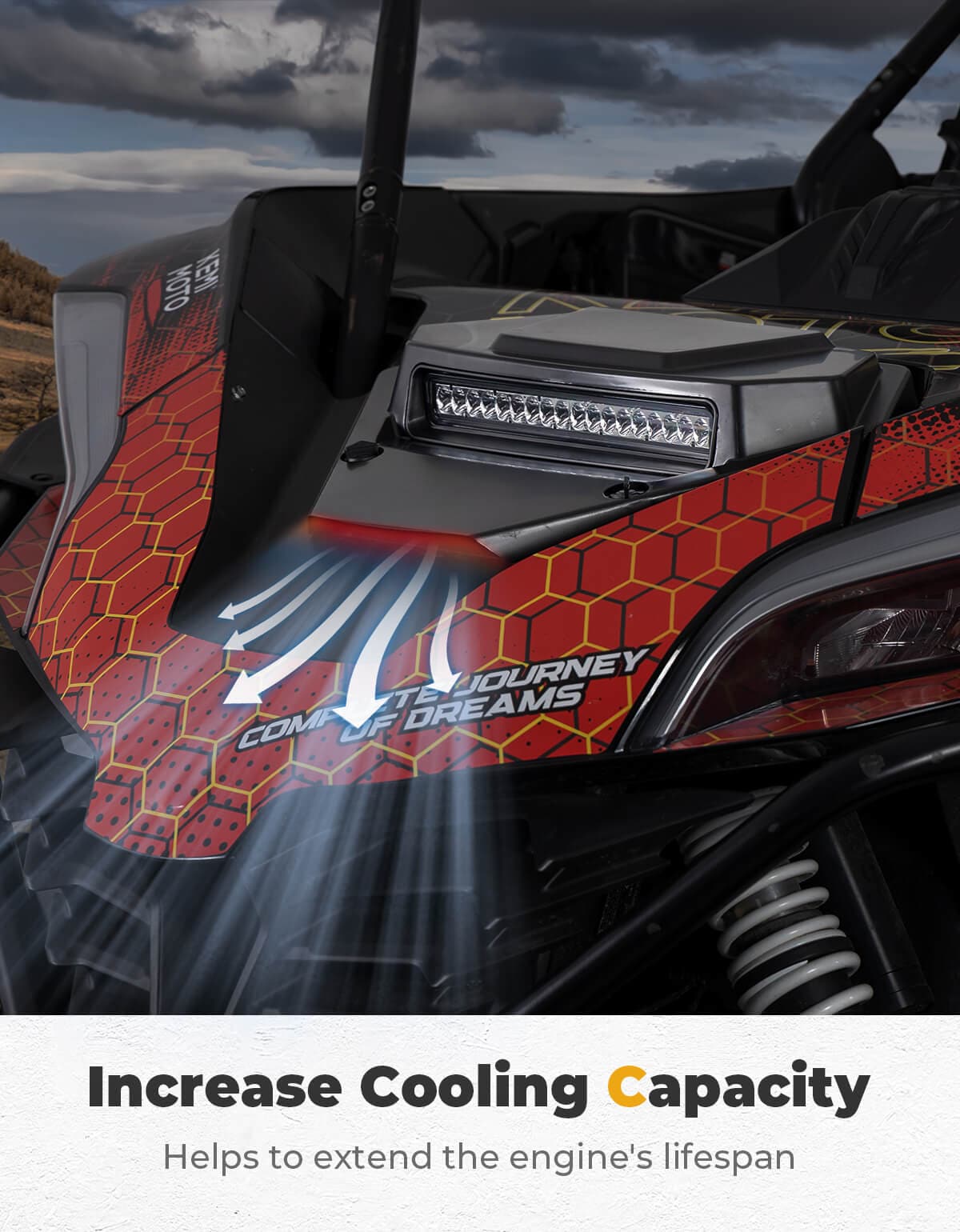 Photo of UTV Hood Scoop with Light for CFMOTO ZForce 950 2020+ by Kemimoto - Premium for UTVs / Side by Sides