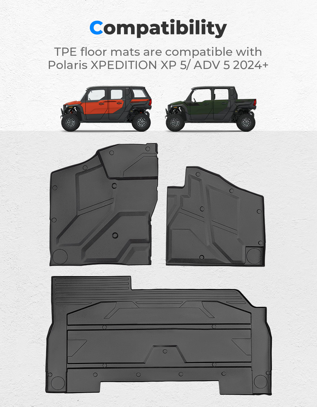 Photo of Kemimoto Front and Rear TPE Floor Mat for Polaris Xpedition XP 5/ADV 5 2024+ by Kemimoto - Premium for UTVs / Side by Sides