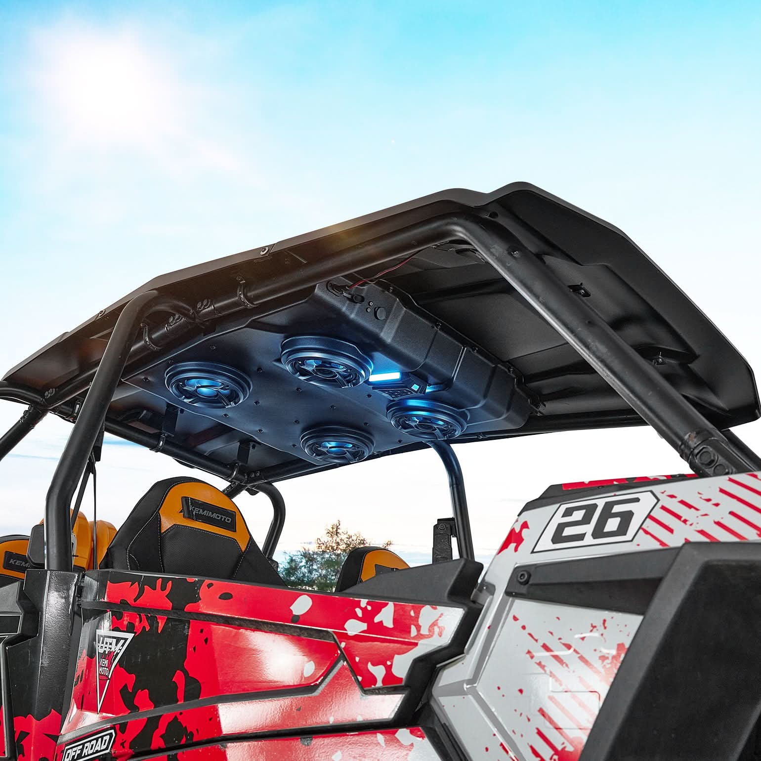 Photo of UTV Speaker with Roof for Polaris RZR XP4 1000 (2014-2023) by Kemimoto - Premium for UTVs / Side by Sides
