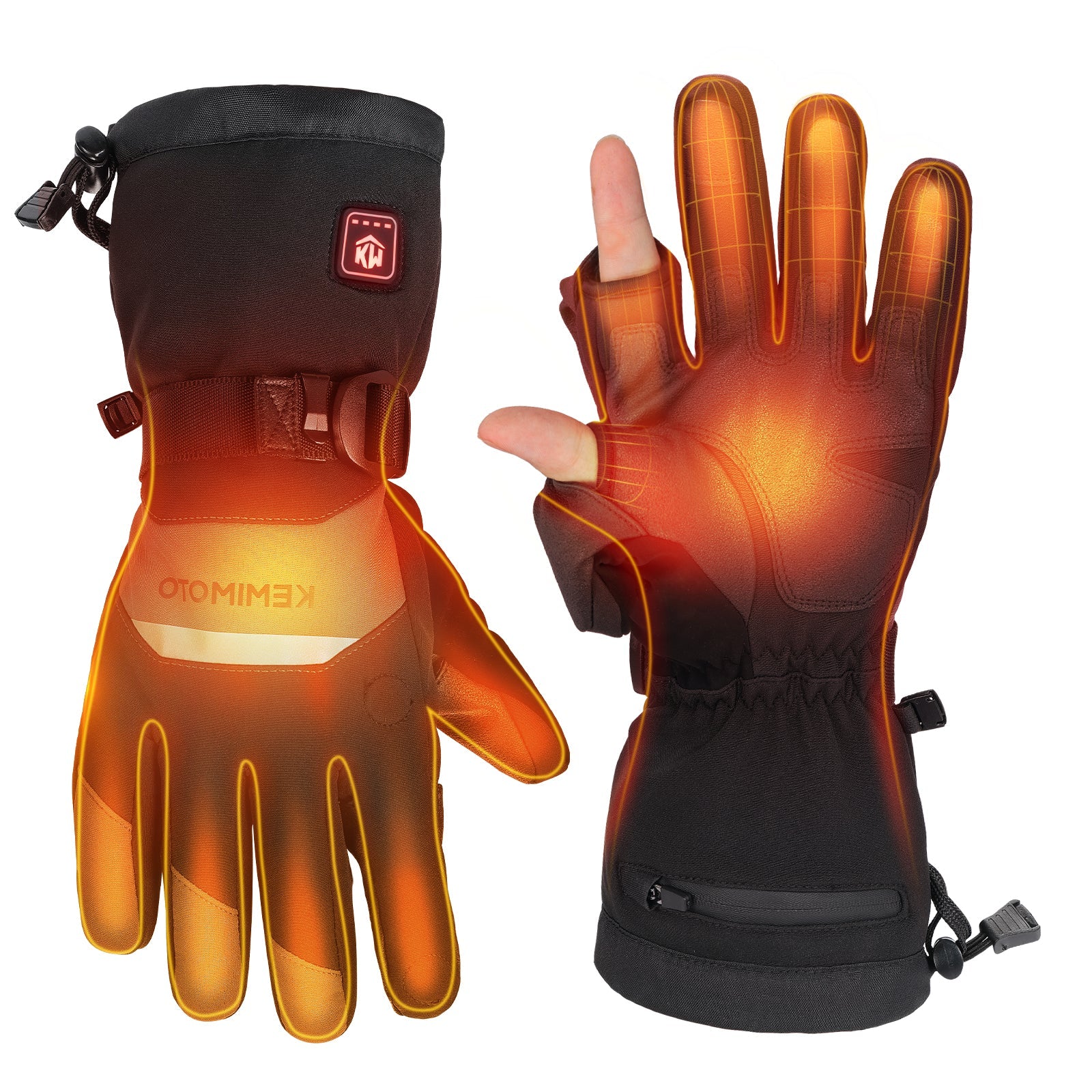 Photo of Heated Gloves with Magnetic Flap for Fishing, Cycling, Hiking, Hunting by Kemimoto - Premium for UTVs / Side by Sides