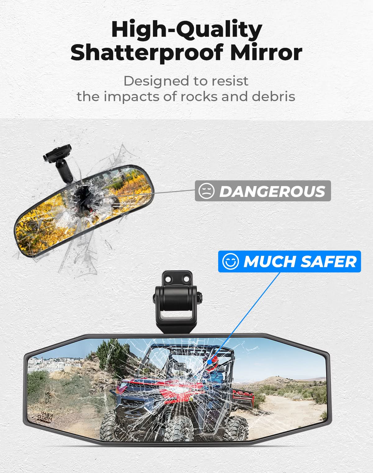 Photo of UTV Rear View Mirror for Polaris Ranger 1000 XP 900 500 570/Crew by Kemimoto - Premium for UTVs / Side by Sides