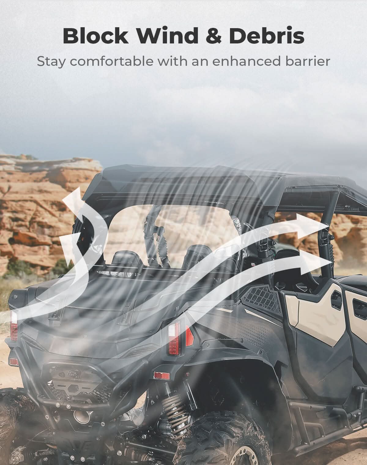 Photo of Soft Rear Windshield Roll Up/Down for CFMOTO ZForce 950 2023+ by Kemimoto - Premium for UTVs / Side by Sides
