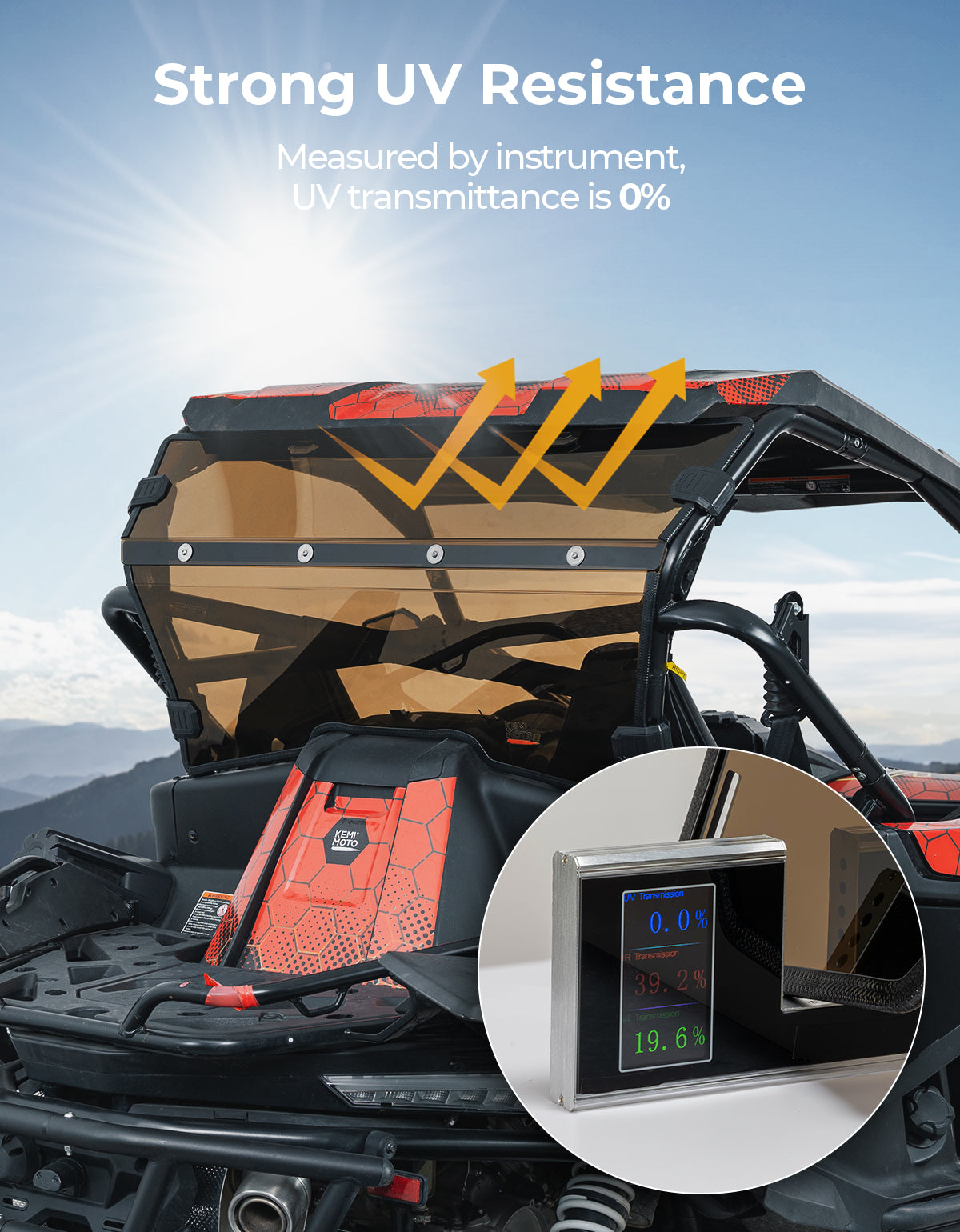 Photo of Tinted Rear Windshield Scratch Resistant for CFMOTO ZForce 950 by Kemimoto - Premium for UTVs / Side by Sides