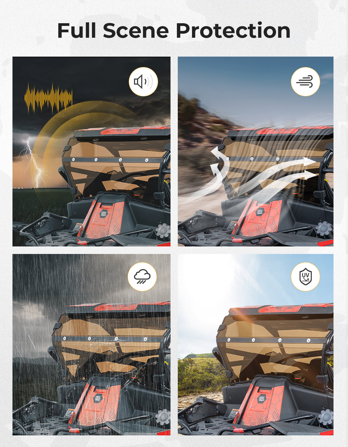 Photo of Tinted Rear Windshield Scratch Resistant for CFMOTO ZForce 950 by Kemimoto - Premium for UTVs / Side by Sides
