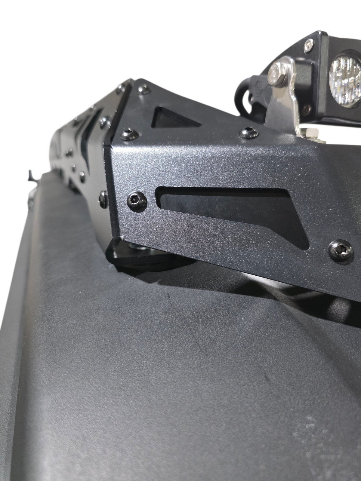 2024+ Polaris Xpedition ADV5 4-Seat Roof Rack roof corner mount detail — Elektric Offroad