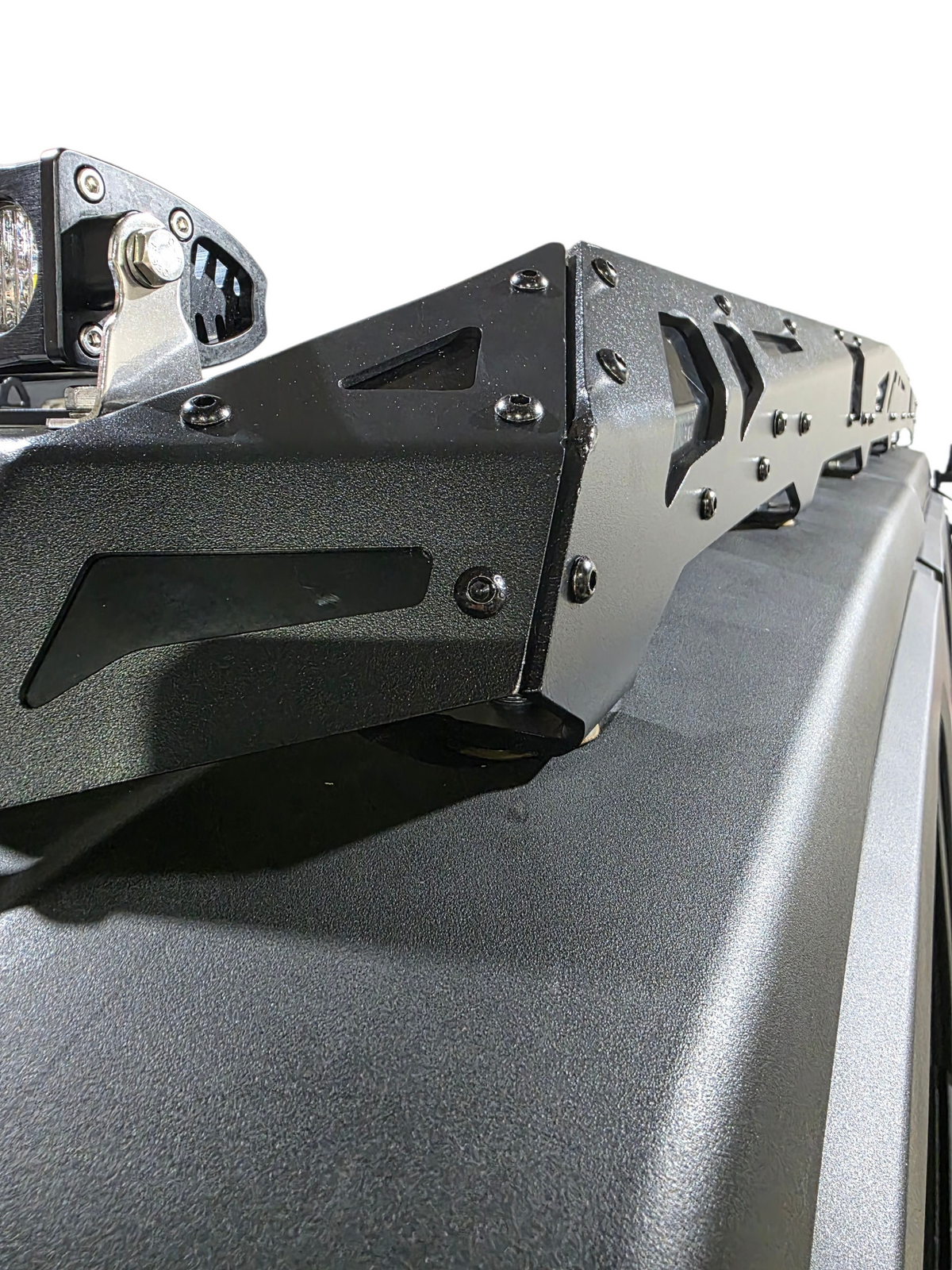 2024+ Polaris Xpedition ADV5 4-Seat Roof Rack front mounting bracket detail — Elektric Offroad