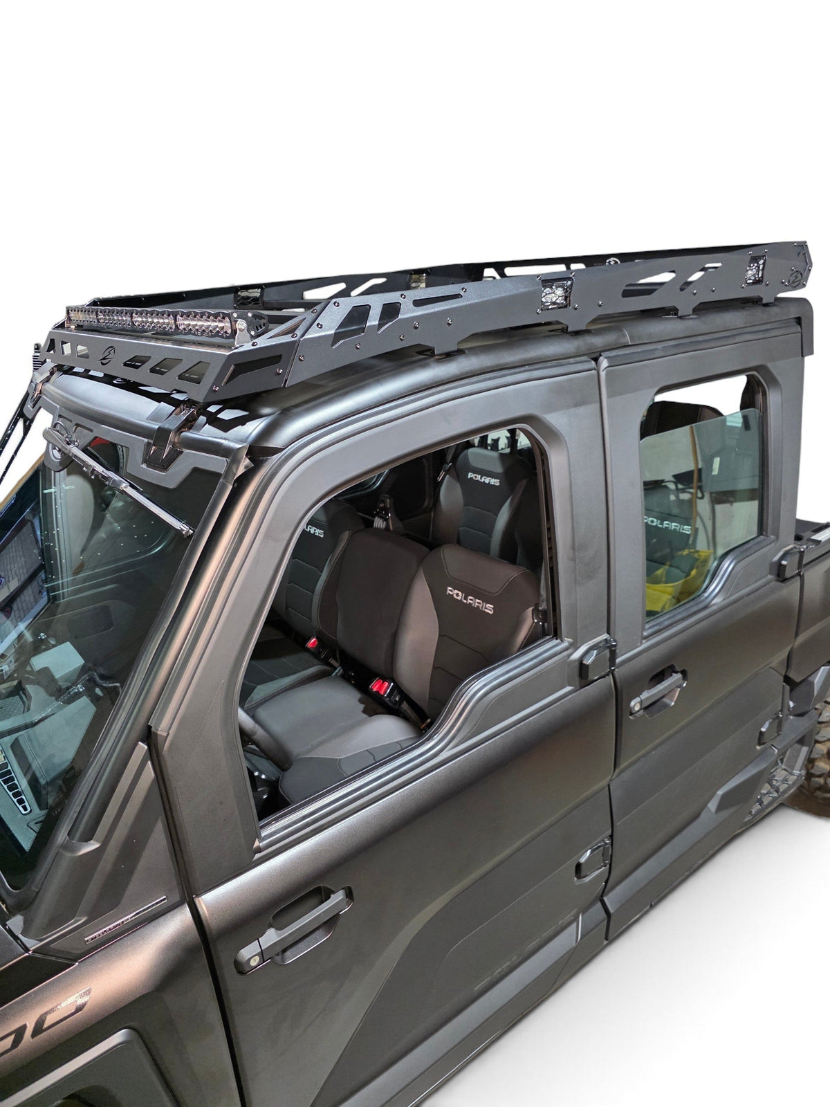 2024+ Polaris Xpedition XP5 / ADV5 4-Seat Roof Rack roof rack installed front corner — Elektric Offroad