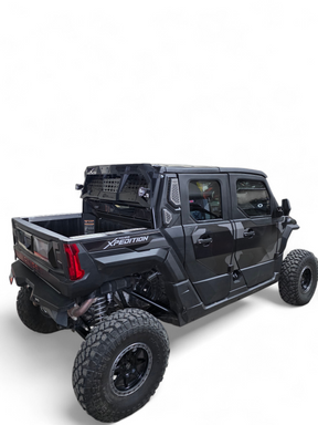 2024+ Polaris Xpedition XP Headache Rack rear three-quarter view installed — Elektric Offroad
