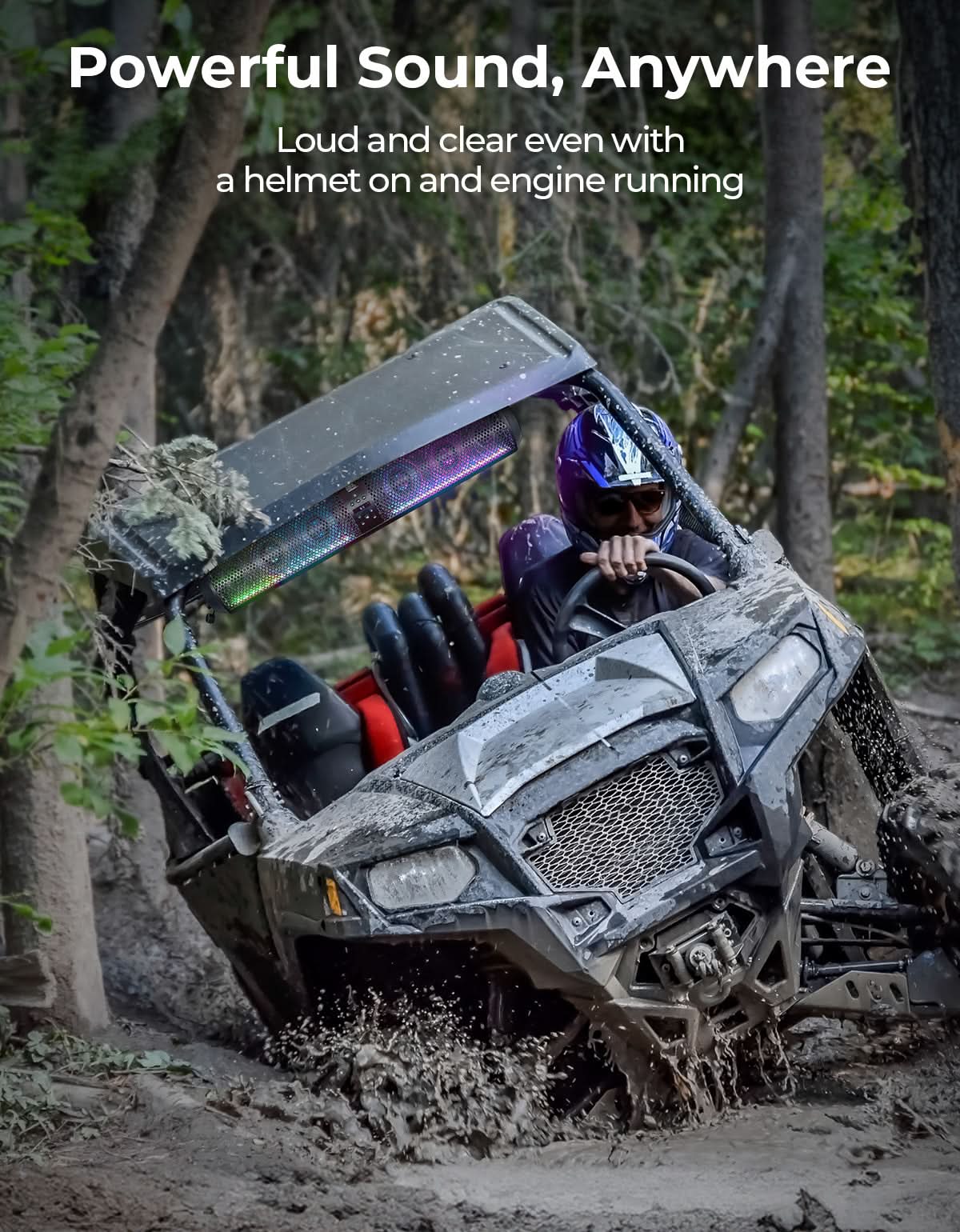 Photo of UTV Bluetooth Sound Bar 32" RGB Waterproof Speaker for Polaris Can-Am 2025 by Kemimoto - Premium for UTVs / Side by Sides