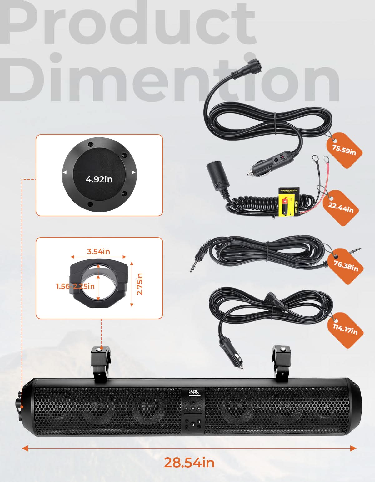 Photo of UTV Bluetooth Sound Bar 32" RGB Waterproof Speaker for Polaris Can-Am 2025 by Kemimoto - Premium for UTVs / Side by Sides
