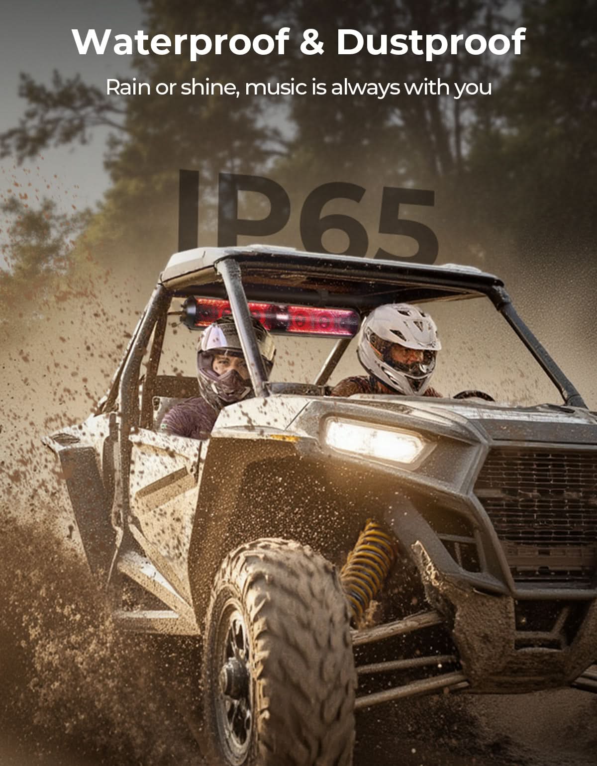 Photo of UTV Bluetooth Sound Bar 32" RGB Waterproof Speaker for Polaris Can-Am 2025 by Kemimoto - Premium for UTVs / Side by Sides